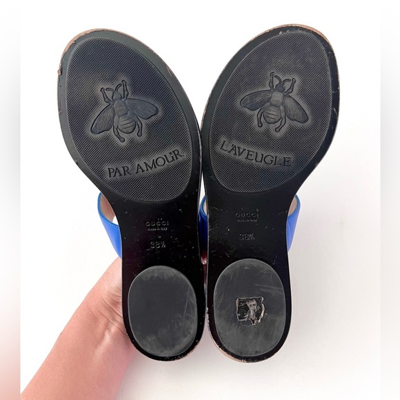 GUCCI | Marmont Double G Logo Blue Leather
Sandals Thong Slides EU 38.5 US 8.5 - Picture 9 of 11